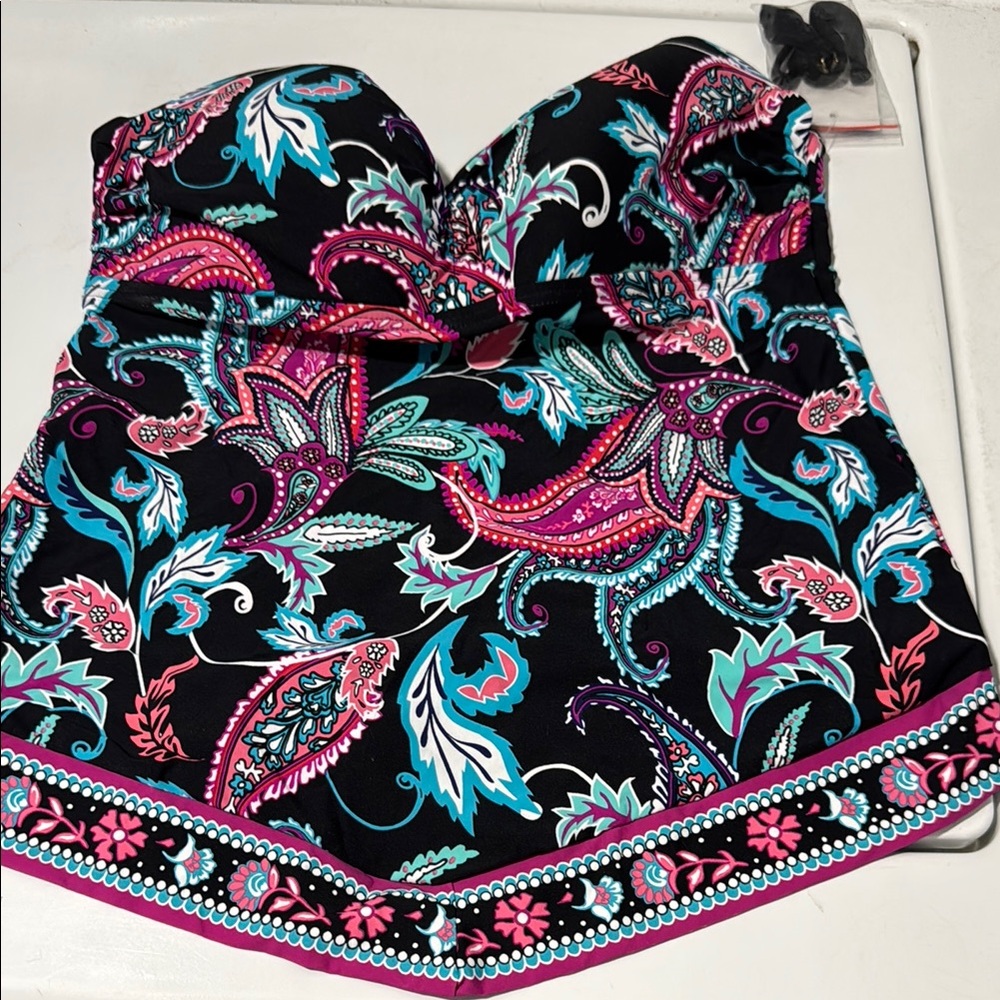 Colorful Paisley Strapless Top